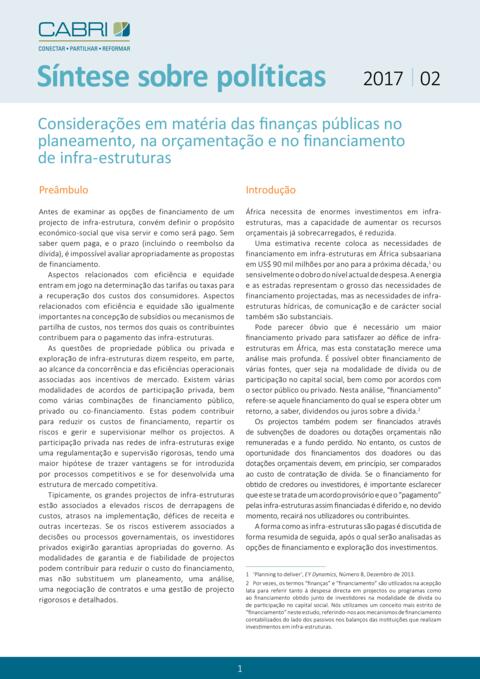 Cabri Policy Brief Infrastructure Finance Por 04