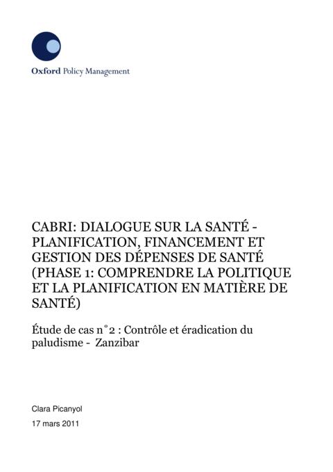 Report 2011 Cabri Value For Money Health 1St Dialogue French Zanzibar Case Study  French