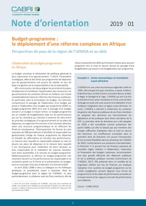 Cabri Policy Brief Programme Based Budgeting Fre Final