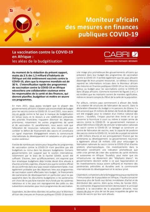 La vaccination contre la COVID-19 - les aléas de la budgétisation