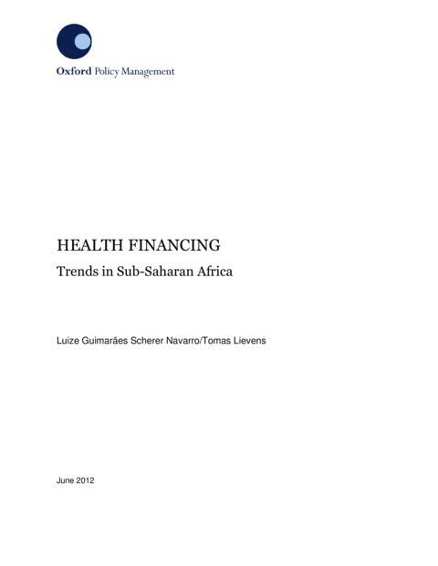 Keynote Paper On Health Financing Trends In Ssa