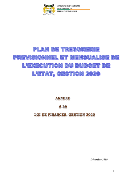Benin 2020 Approval External Enacted Budget Ministry Of Economy And Finance ECOWASCEN SAD French 462cc7