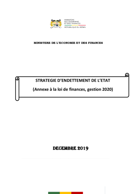 Benin 2020 Formulation External Debt Strategy Ministry Of Economy And Finance ECOWASCEN SAD French 051f72