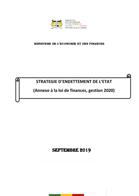 Benin 2020 Formulation External Debt Strategy Ministry Of Economy And Finance ECOWASCEN SAD French bba0f8