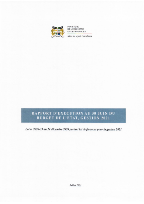 Benin 2021 Execution External In Year Report Ministry Of Economy And Finance ECOWASCEN SAD French 0664aa