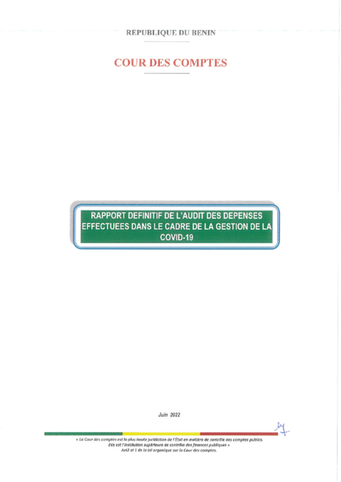Benin 2022 Oversight External Audit Report Finance Manual ECOWASCEN SAD French 3ad7a6