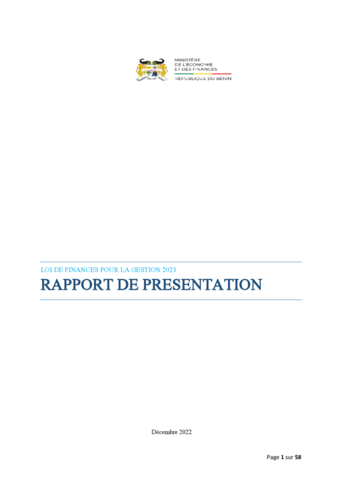 Benin 2023 Approval External Budget Proposal Ministry Of Economy And Finance ECOWASCEN SAD French b178b1