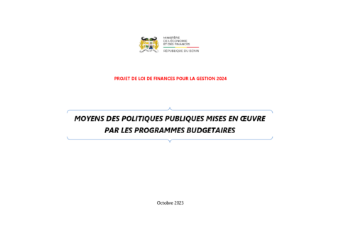 Benin 2024 Approval External Budget Proposal Ministry Of Economy And Finance ECOWASCEN SAD French 9b5c1a