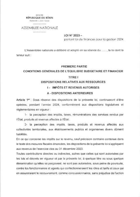 Benin 2024 Approval External Enacted Budget Ministry Of Economy And Finance ECOWASCEN SAD French cc4fd5