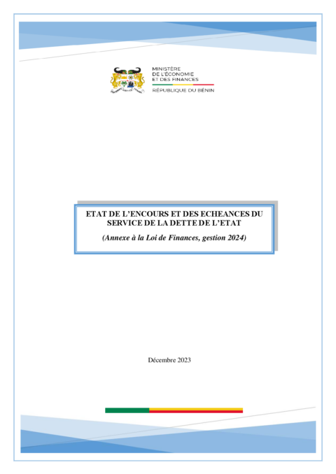 Benin 2024 Execution External Debt Report Ministry Of Economy And Finance ECOWASCEN SAD French 6757c2