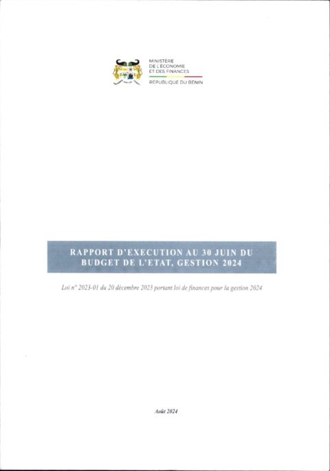 Benin 2024 Execution External In Year Report Ministry Of Economy And Finance ECOWASCEN SAD French e1a292