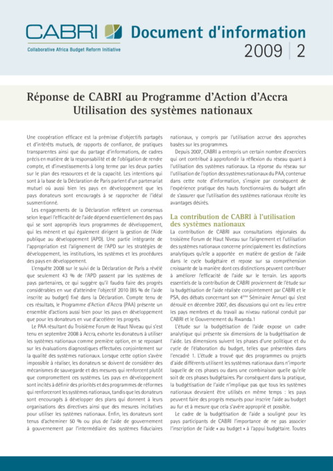 Policy Brief 2009 Cabri Cabri Seminar Cabri 5Th Annual Seminar French Brief 2 French